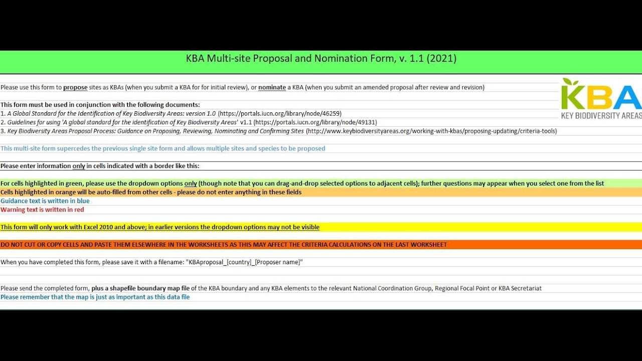 How to complete the Key Biodiversity Area proposal form