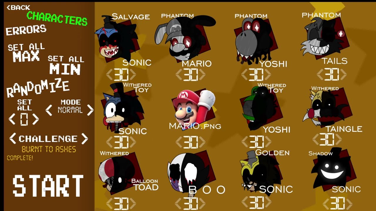 Five nights at sonic's 3 reburned, Burned to Ashes max mode complete.