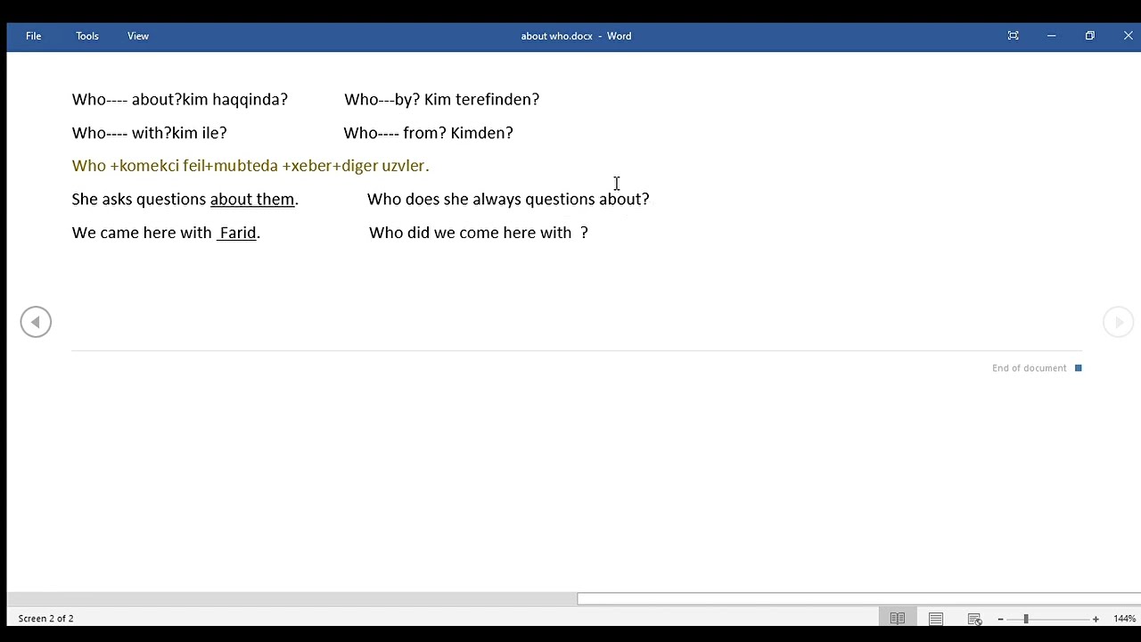 SPECIAL QUESTION--WHO