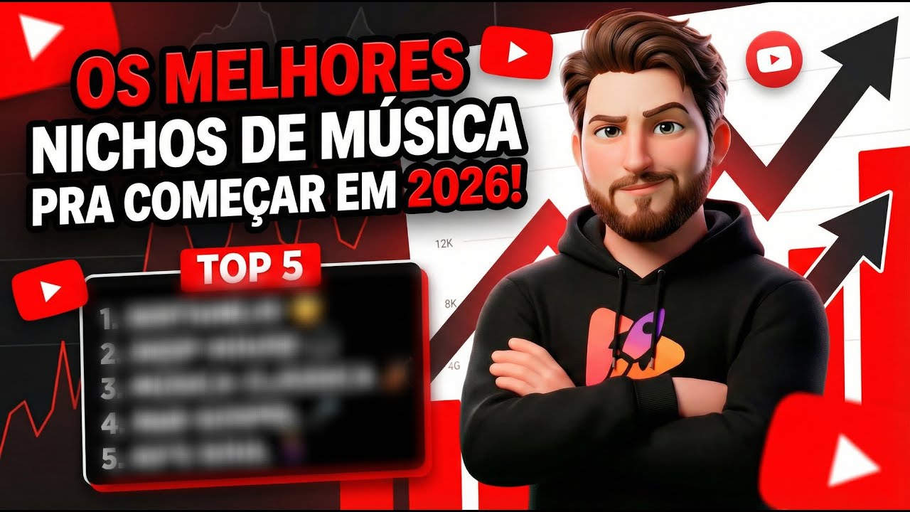 Top 5 NICHOS DE MÚSICA de I.A pra iniciar em 2026 e MONETIZAR RÁPIDO!