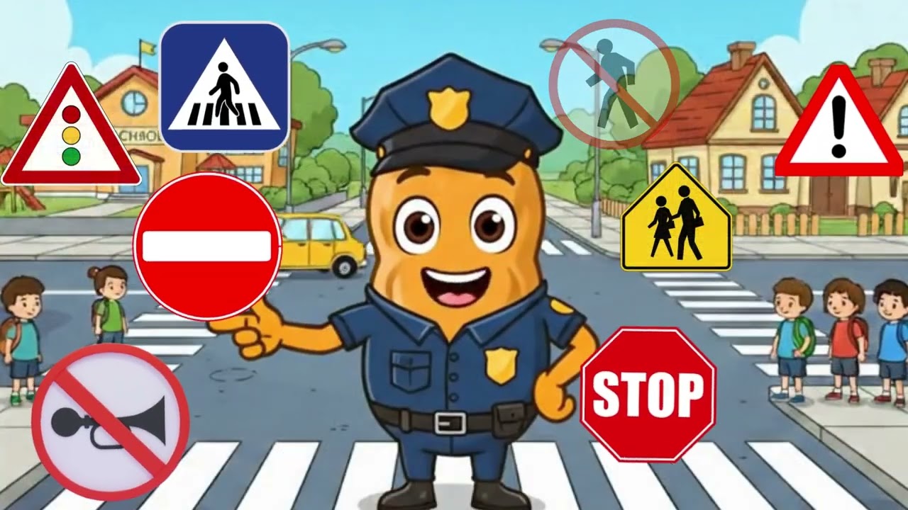 Aprende las Reglas de Tráfico con cacahuetes policia👮‍♂️ #DibujosAnimados #Niños   #Educativos