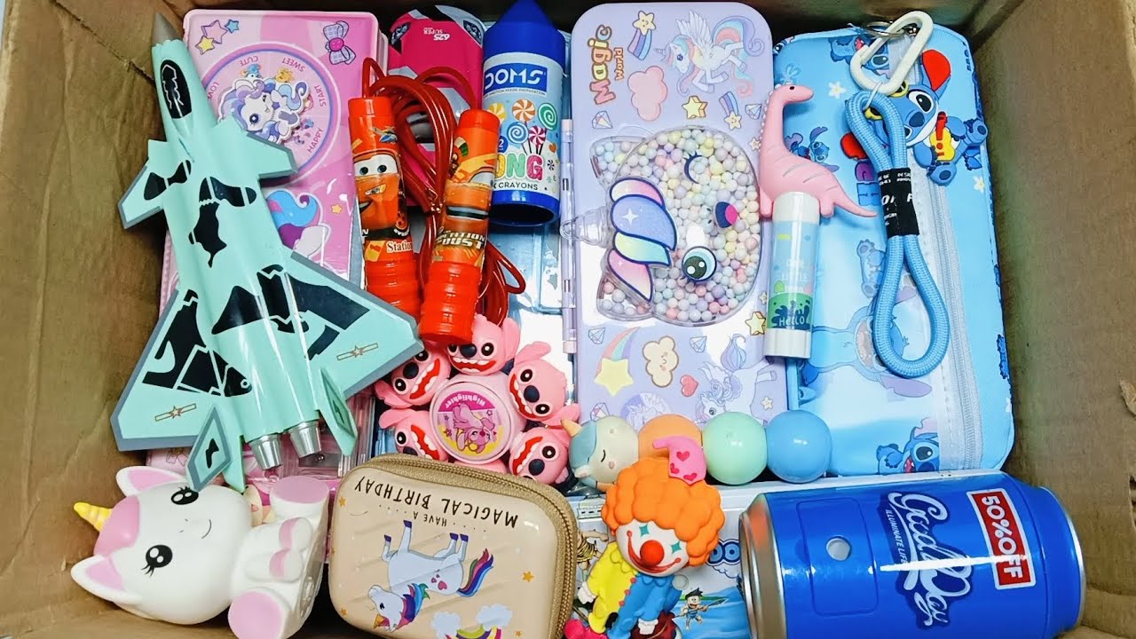 Ultimate stationery set- geometry box, Doms crayons, aeroplane pen, joker Eraser, skipping rope