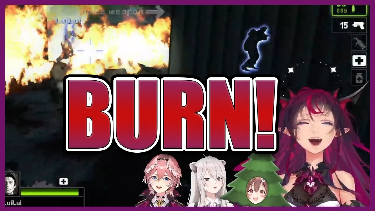 IRyS burning and shooting the SHITAKE out of Korone [IRyS x Korone x Botan x Lui] [L4D2]