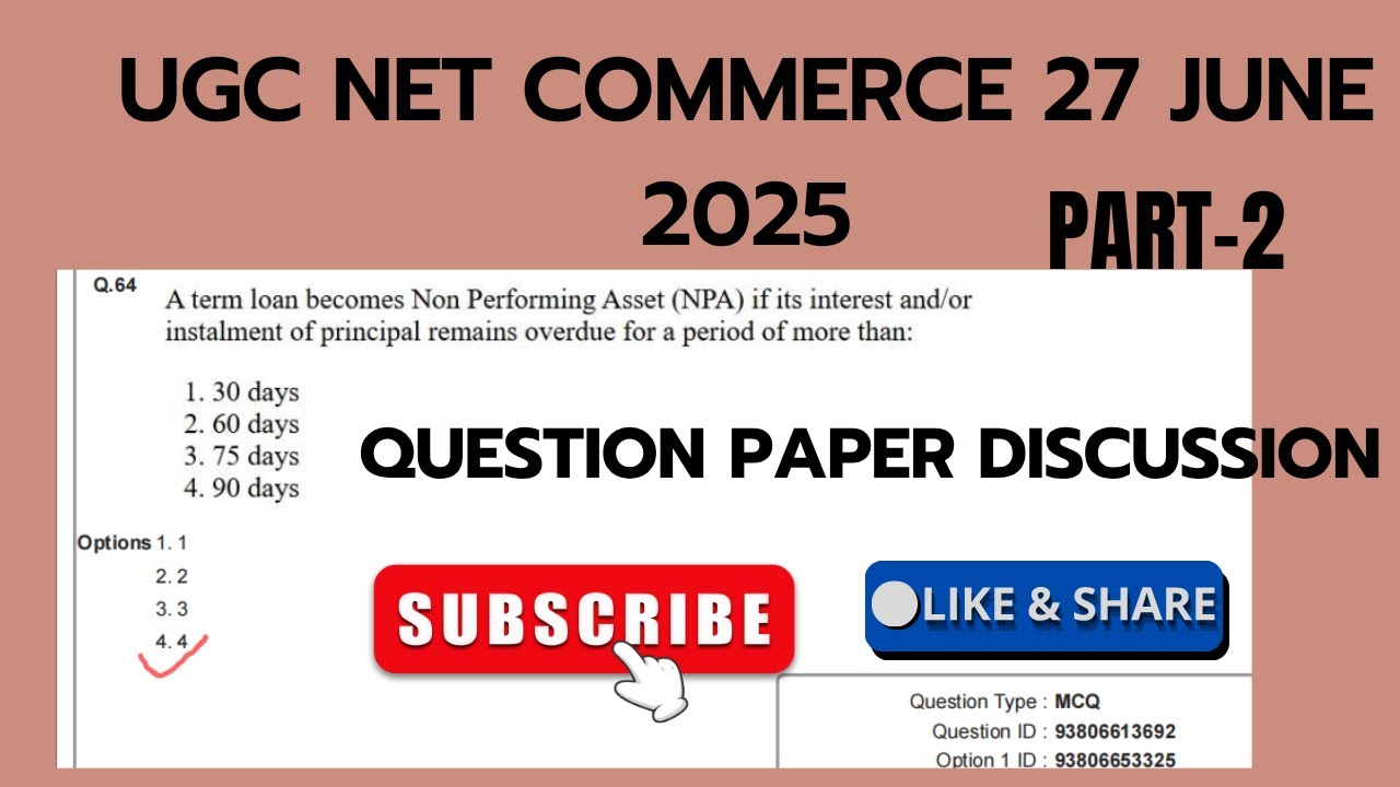 UGC NET COMMERCE 27 JUNE 2025 | QUESTION PAPER DISCUSSION | PART-2