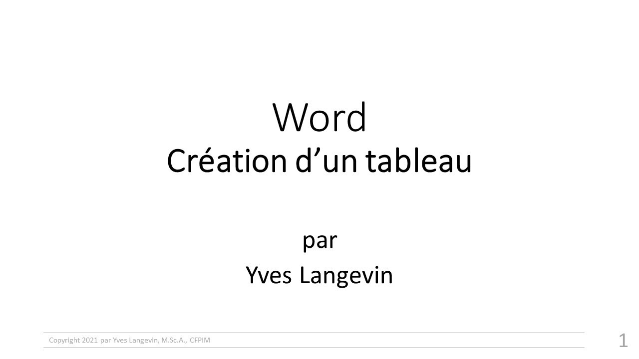 Word - Création d'un tableau complexe