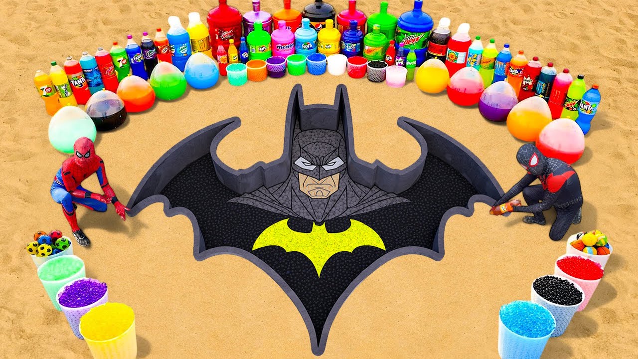 How to make Batman With Orbeez & Cement, Giant Coca Cola, 7Up, Big Fanta vs Mentos and Popular Sodas