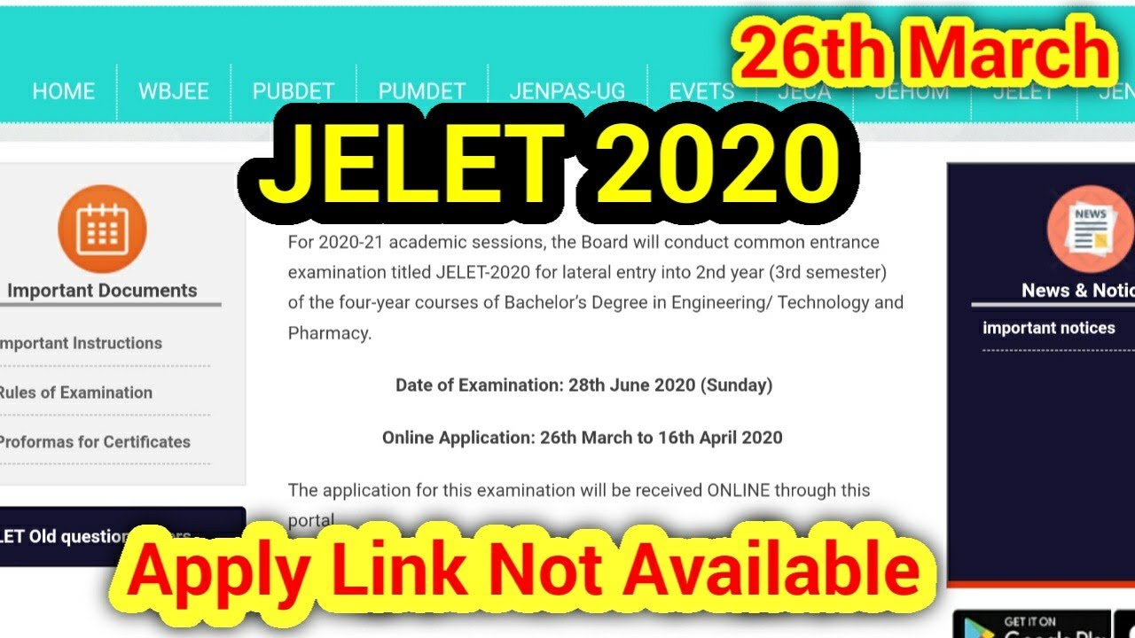 (over) avi link agya☺Jelet 2020 form fill up started?