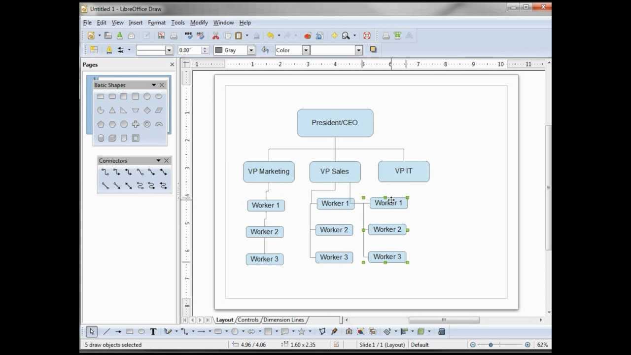 LibreOffice Draw (04) A Simple Org Chart