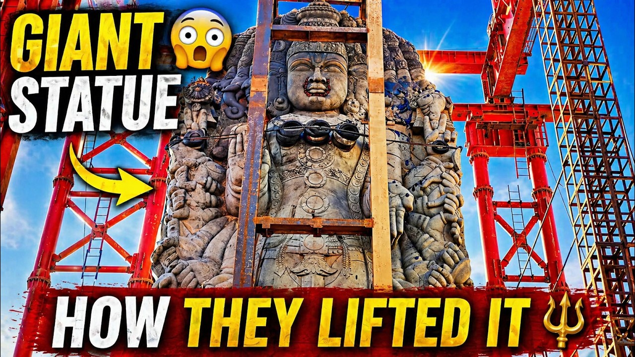 Vishnu Silai Lifting Process | Ejipura 108ft huge Vishwaroopam Statue | Rama Temple at Bengaluru