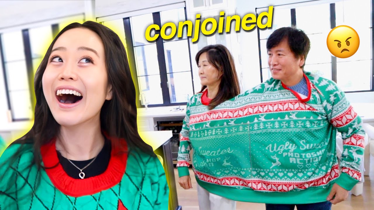 Tricked my DIVORCED parents into wearing a CONJOINED sweater