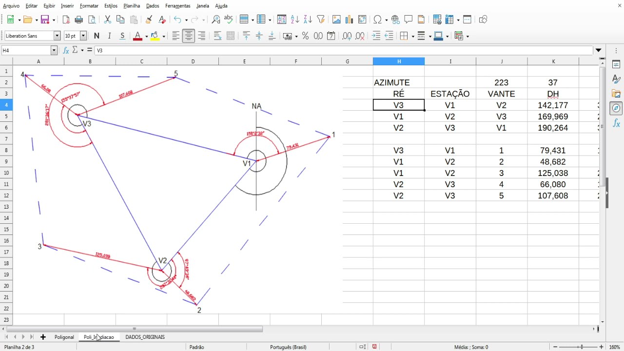 Poligonal Topográfica - Planimetria - Erro Linear