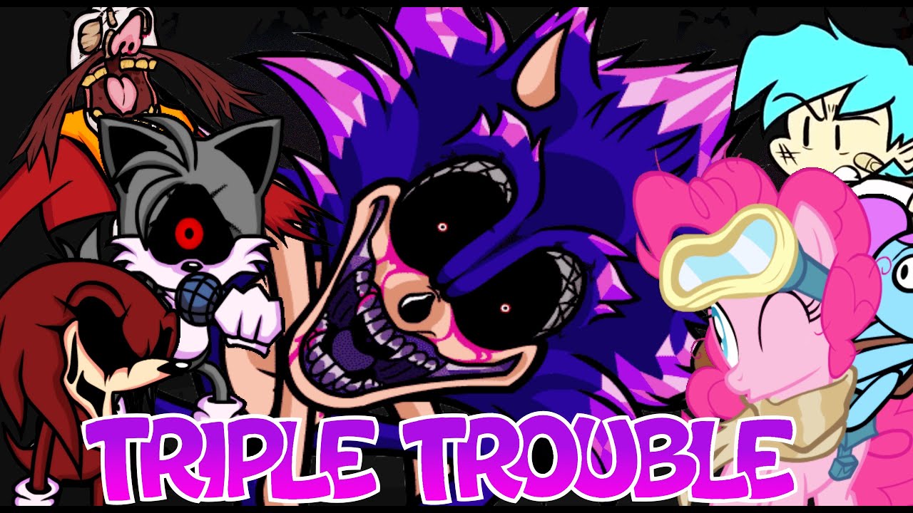 FNF Triple Trouble but Pinkie Pie Sings it! [Sonic.exe V2 X Dusk Till Dawn Cover]