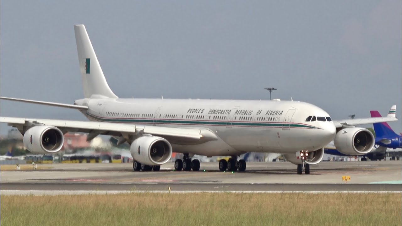 Airbus A340-500 TAKE-OFF of Algerian Government at Lisbon Airport (LIS/LPPT)