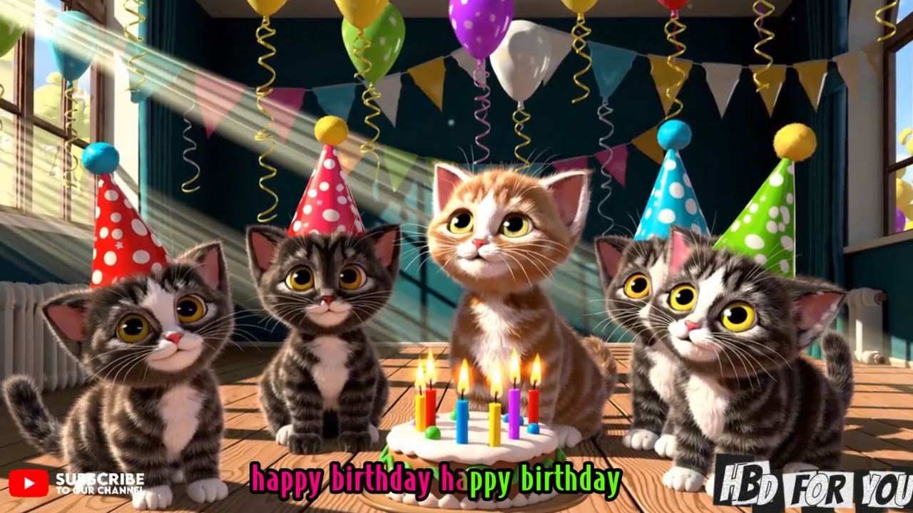 Mom Cat & Kitten Happy Birthday Song | Cute Cats Party! | HBD For You