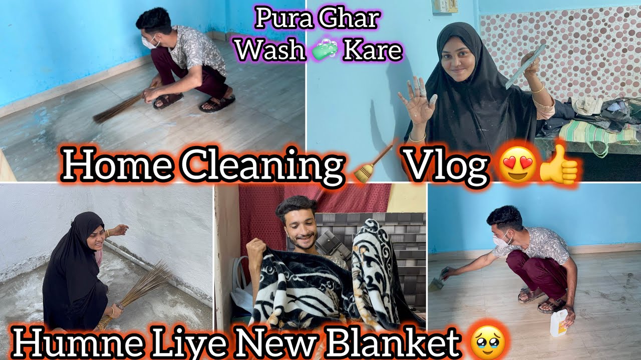 Home 🏡 Cleaning 🧹 Vlog 👍😍 || Pura Ghar Wash 🧼 Kiye || New Blanket Liye 🥹 | Mushab Vlog 