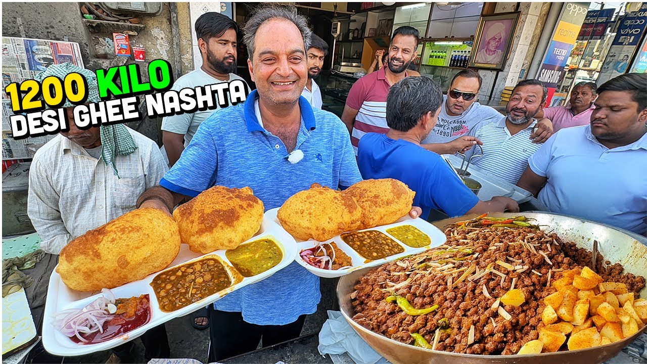 70/- Rs DESI GHEE Indian Street Food 😍 Kandi Pehalwan Makhani Nashta, Prakash Dhaba Punjabi Thali