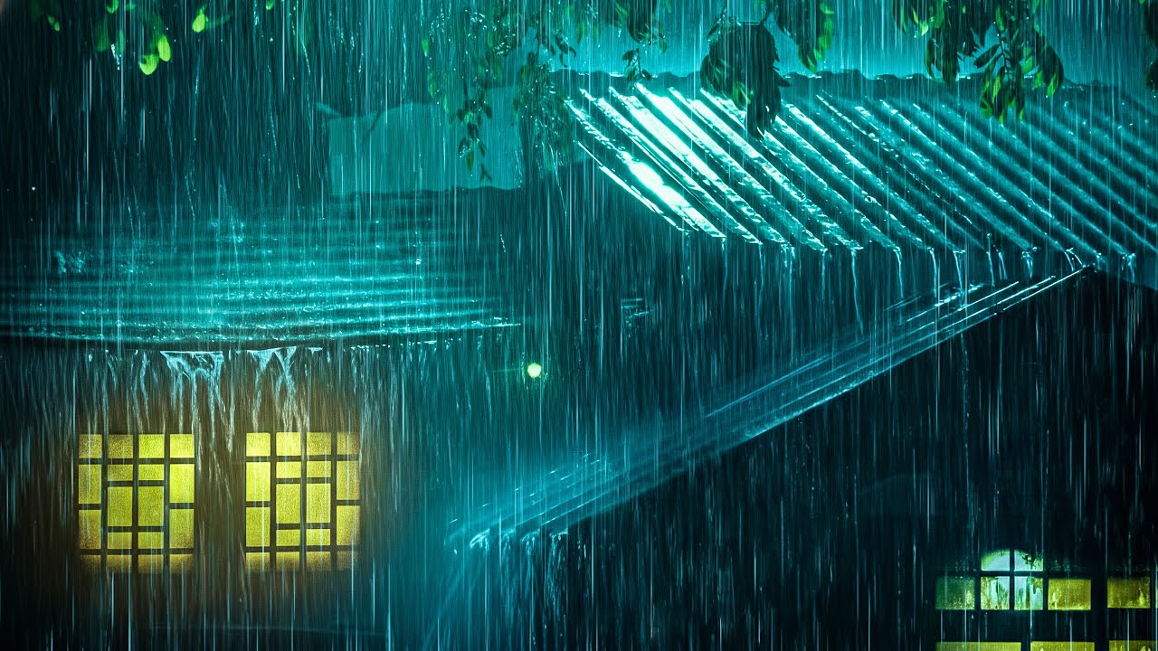 Fall Asleep Instantly with Heavy Rain on Metal Roof | Pouring Rain Sounds & Gentle Thunder at Night