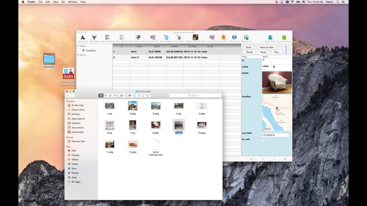 ACCDB MDB database manager Pro - save photo and map location