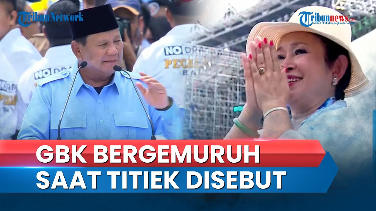Prabowo Ikut Sapa Titiek Soeharto di atas Panggung, Ribuan Pendukung di GBK Bergemuruh