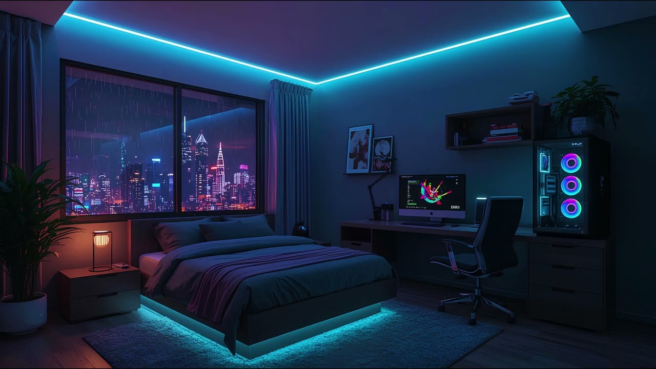 Late Night Setup with Rain Outside 🌙 Chill Lo-fi Vibes | 4K