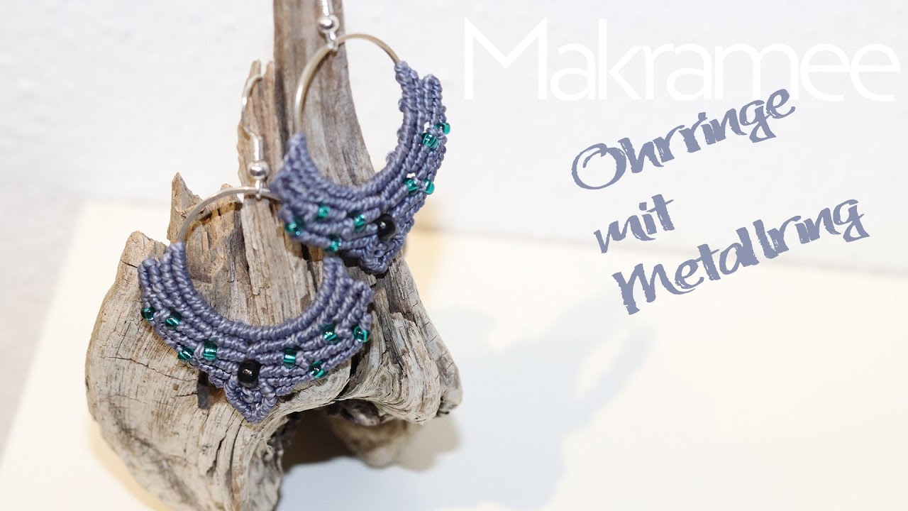 Makramee- Ohrringe mit Metallring