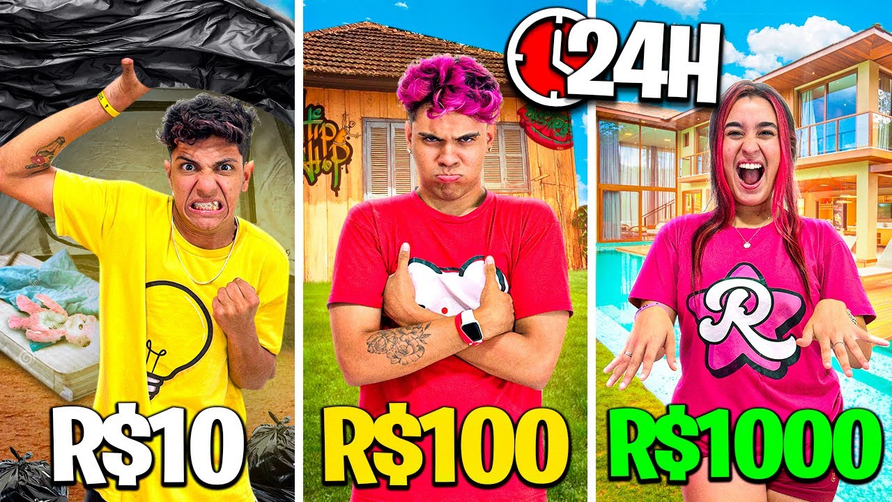 PASSANDO A NOITE NO QUARTO DE R$1, R$100 e R$1000 REAIS *aguentamos?