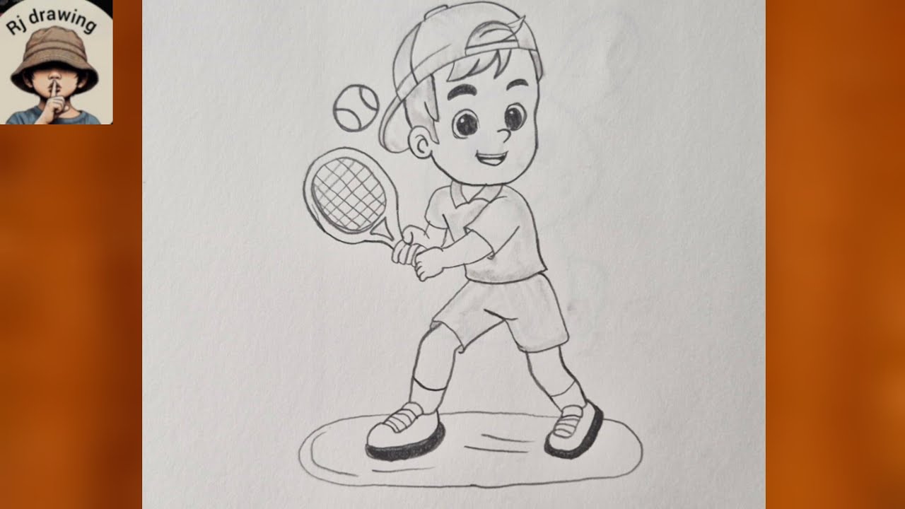 How to Draw a Cute Boy with Tennis | Pencil Drawing Tutorial🎾🏸