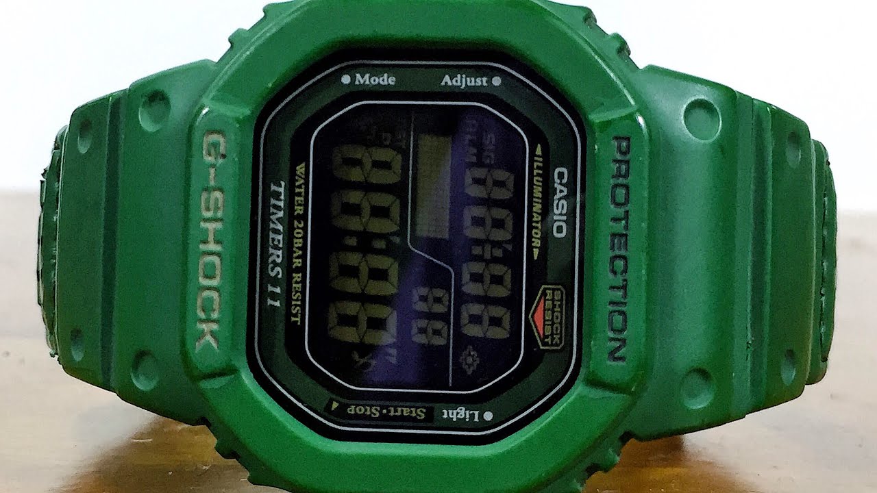 Old school S-KOOL G-Shock DW-056RTB-3JF Green leather | Casio 2991 Module demo