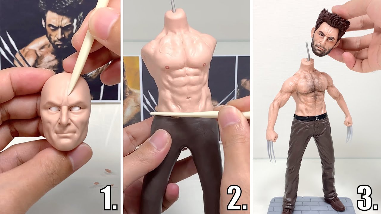 Polymer Clay Sculpture: Wolverine, the full figure sculpturing process【Clay Artisan JAY】