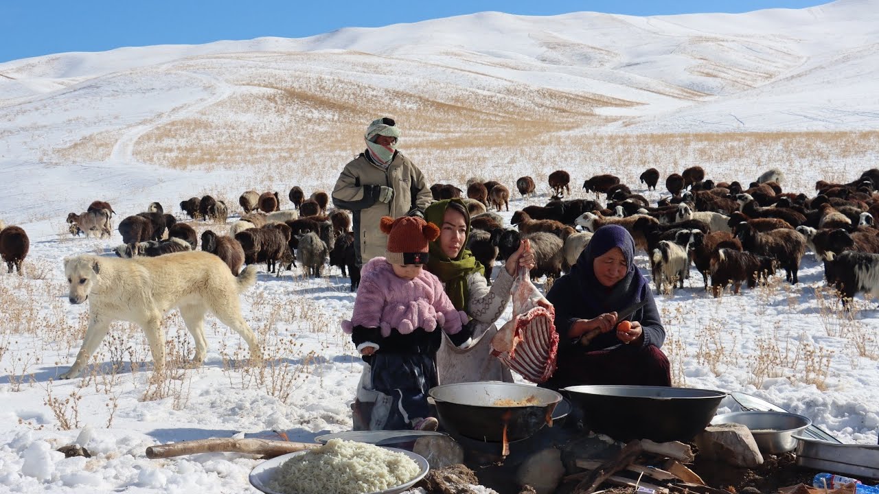 Shepherd Life in the Coldest Village of Afghanistan -63°C|Shepherd Mother Cooking Village Style Food