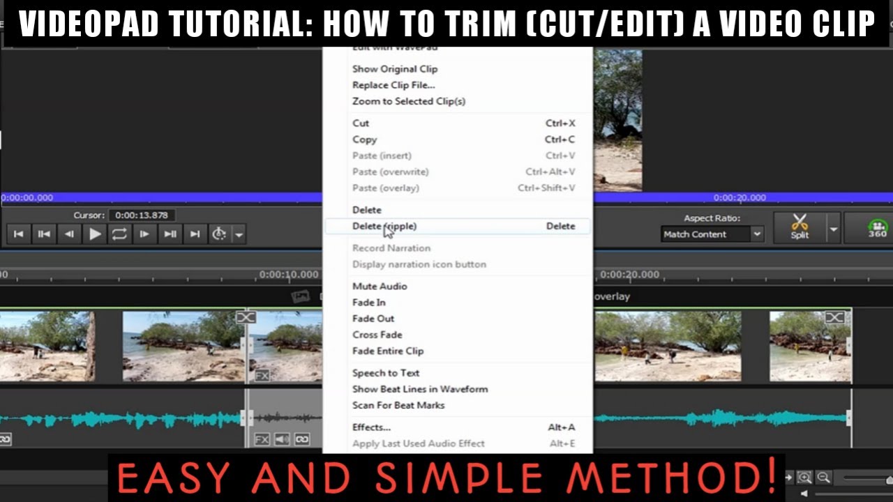 VideoPad Video Editor Tutorial: How to Trim (Cut / Edit) a Video Clip