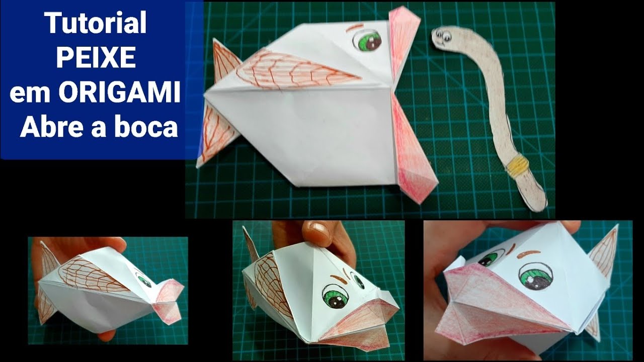 Como fazer um PEIXE de papel em ORIGAMI que abre e fecha a boca / How to make a paper FISH toy diy