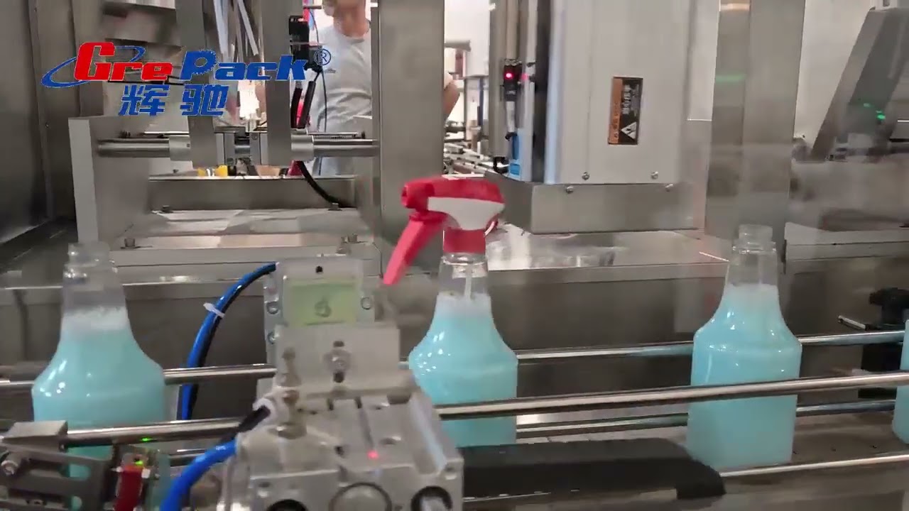 Car wax liquid bottle pump cap filling capping labeling machine filling line for US client