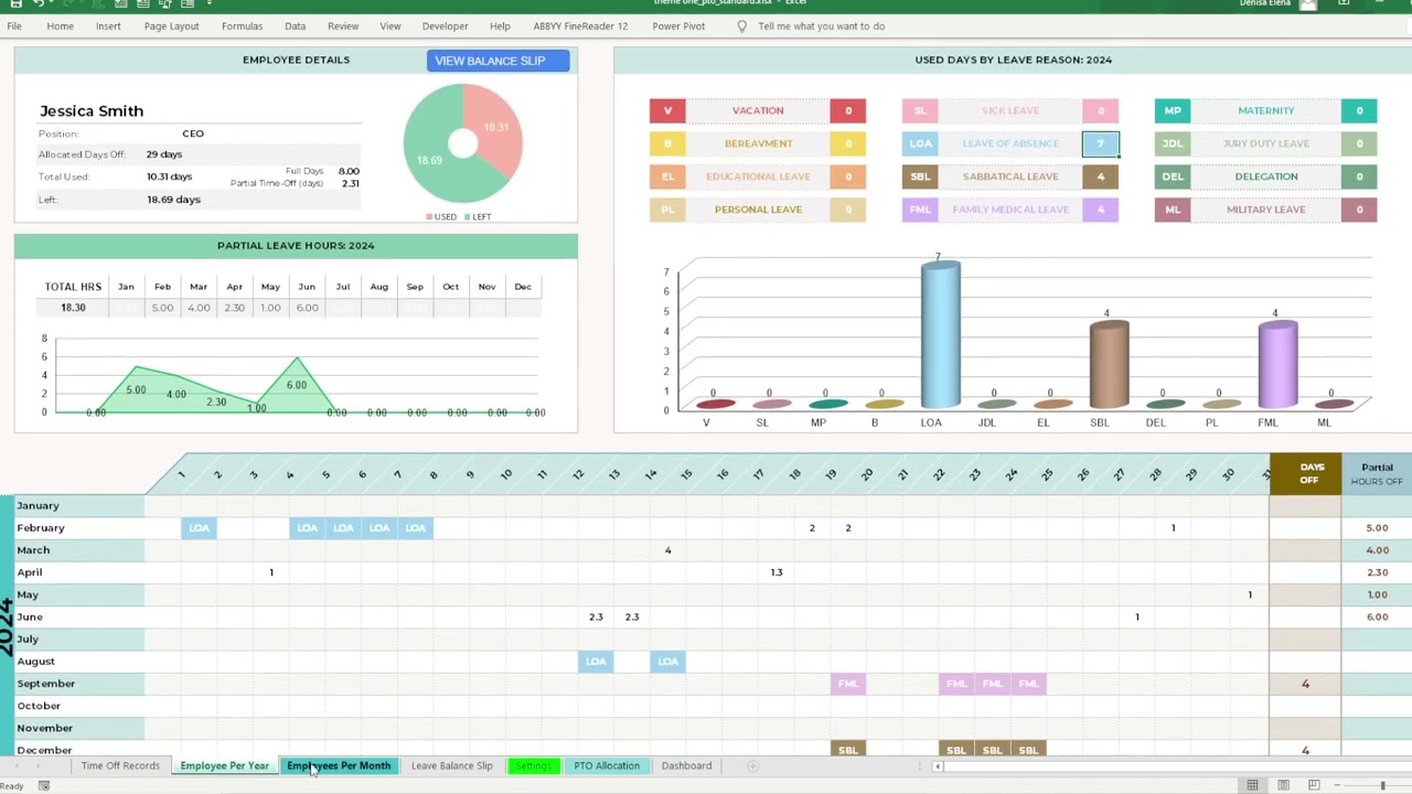10. (Updated) Employee Time-Off Records - Settings, weekends and year range