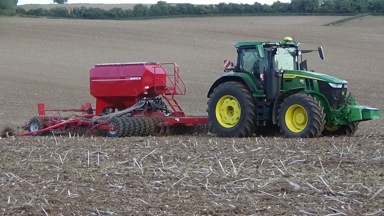 Cultivating & Drilling Barley with John Deere 6250R and NEW 7R 350