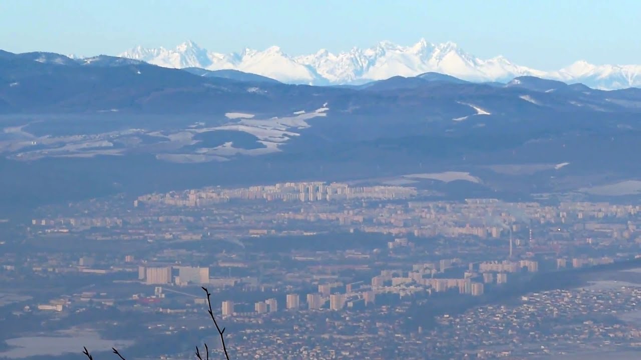 Kosice, Slovakia with High Tatras mountains in the background superzoom