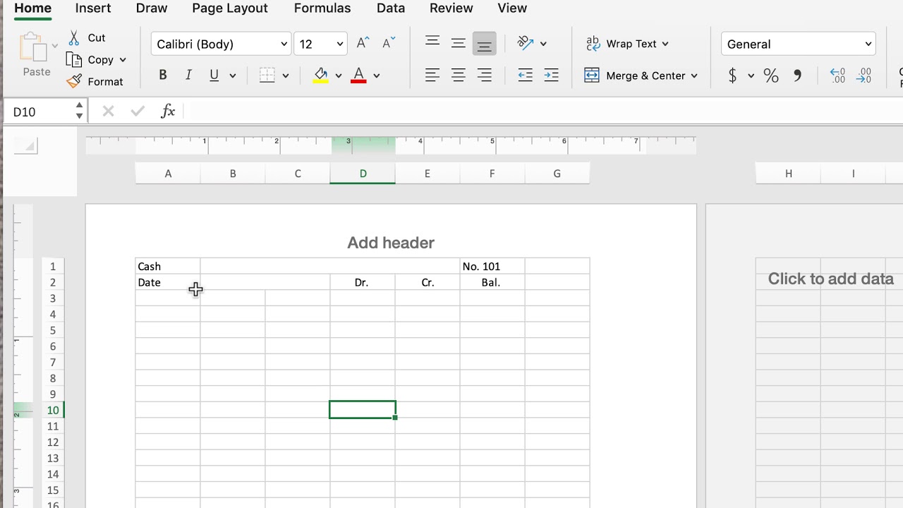 Creating a Ledger in Excel