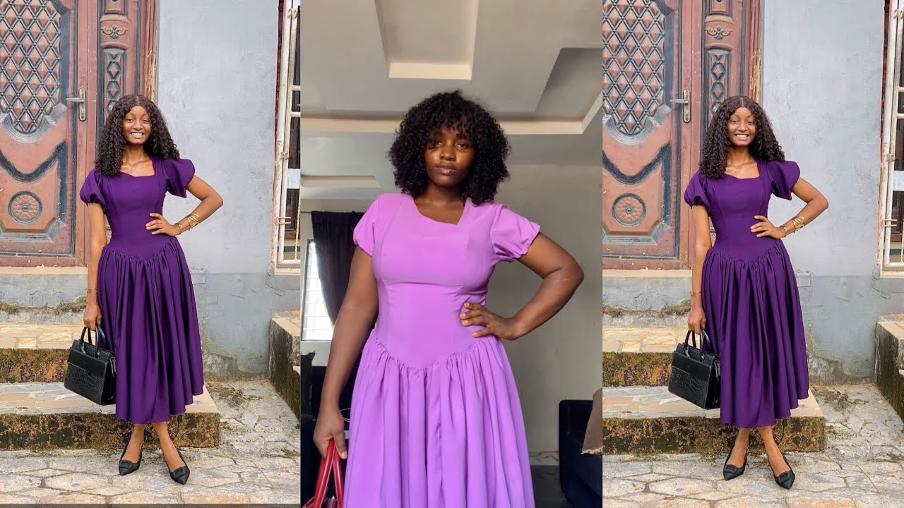 How to sew a shoulder dart dress with basque waistline |cutting|stitching tutorial for beginners 