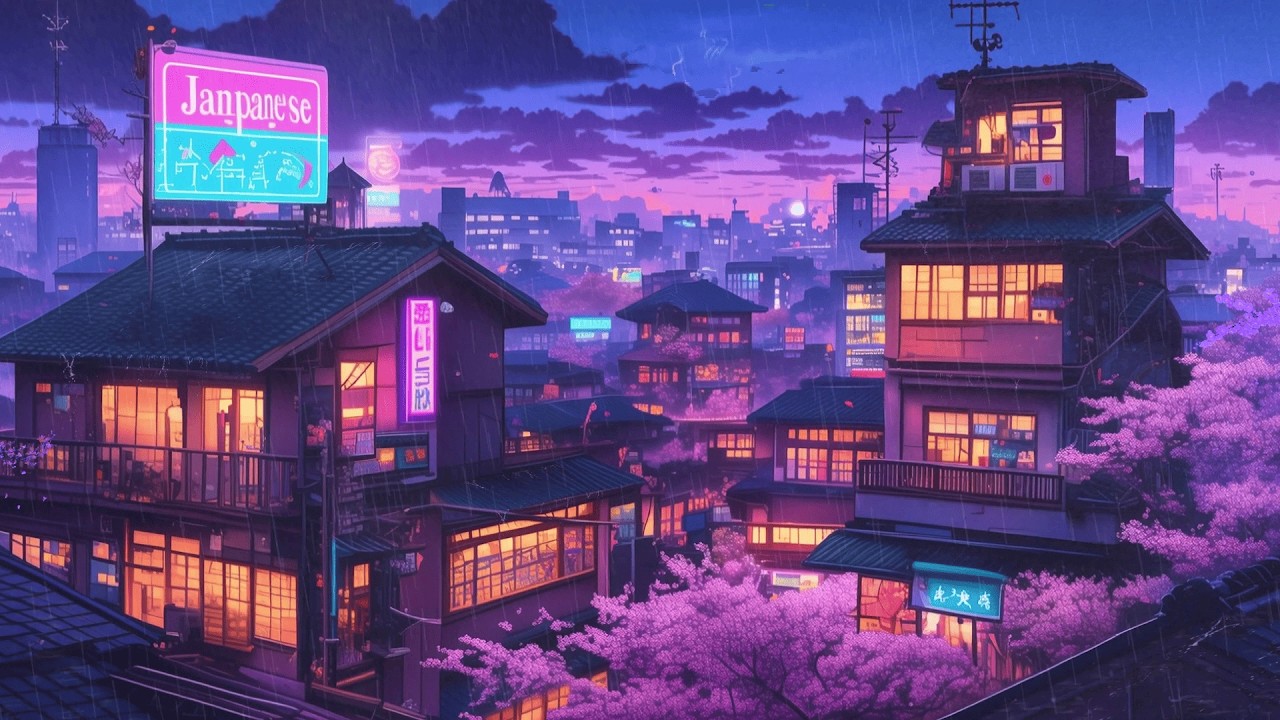 Rain Over Japanese Houses 🌧️ Lofi Hip Hop Beats | 80s & 1990 | The Japanese Town