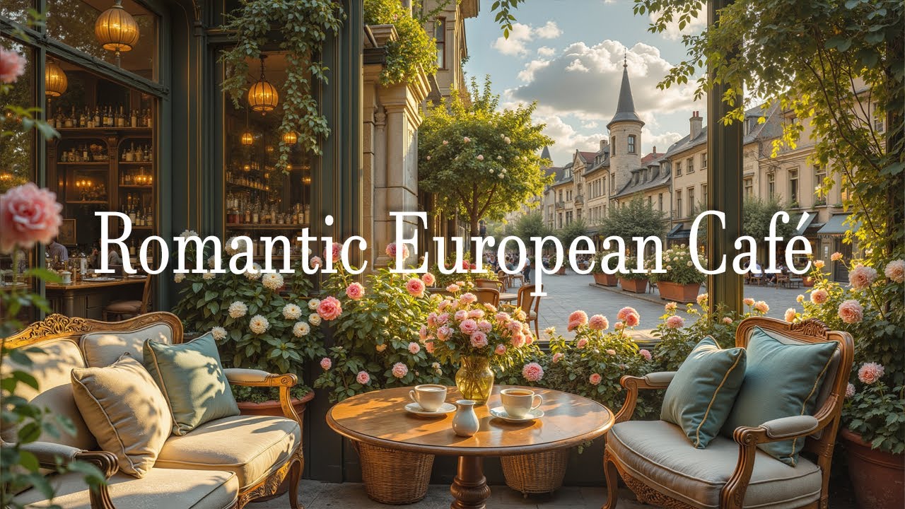 Romantic European Caf&eacute; Evening Jazz 🌸☕ Smooth Caf&eacute; Jazz Music with City Ambience for Relax Now