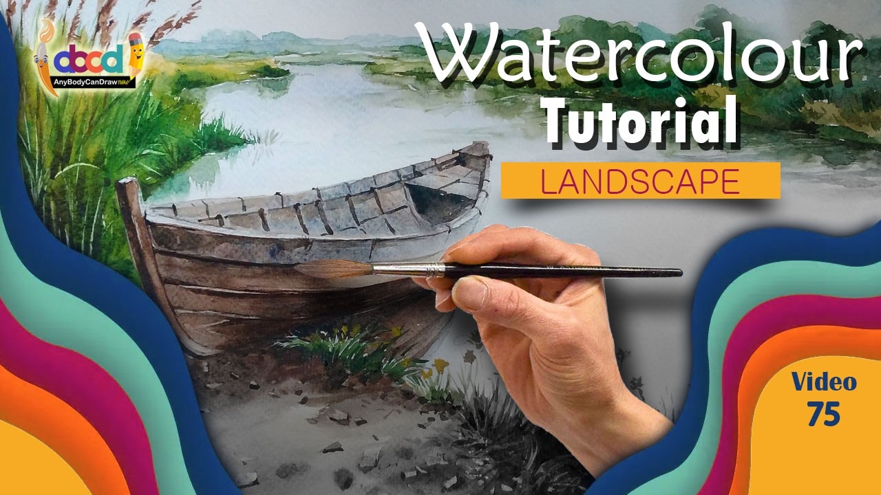 Watercolor Demonstration I Landscape Painting I Boat I AnyBodyCanDrawNow
