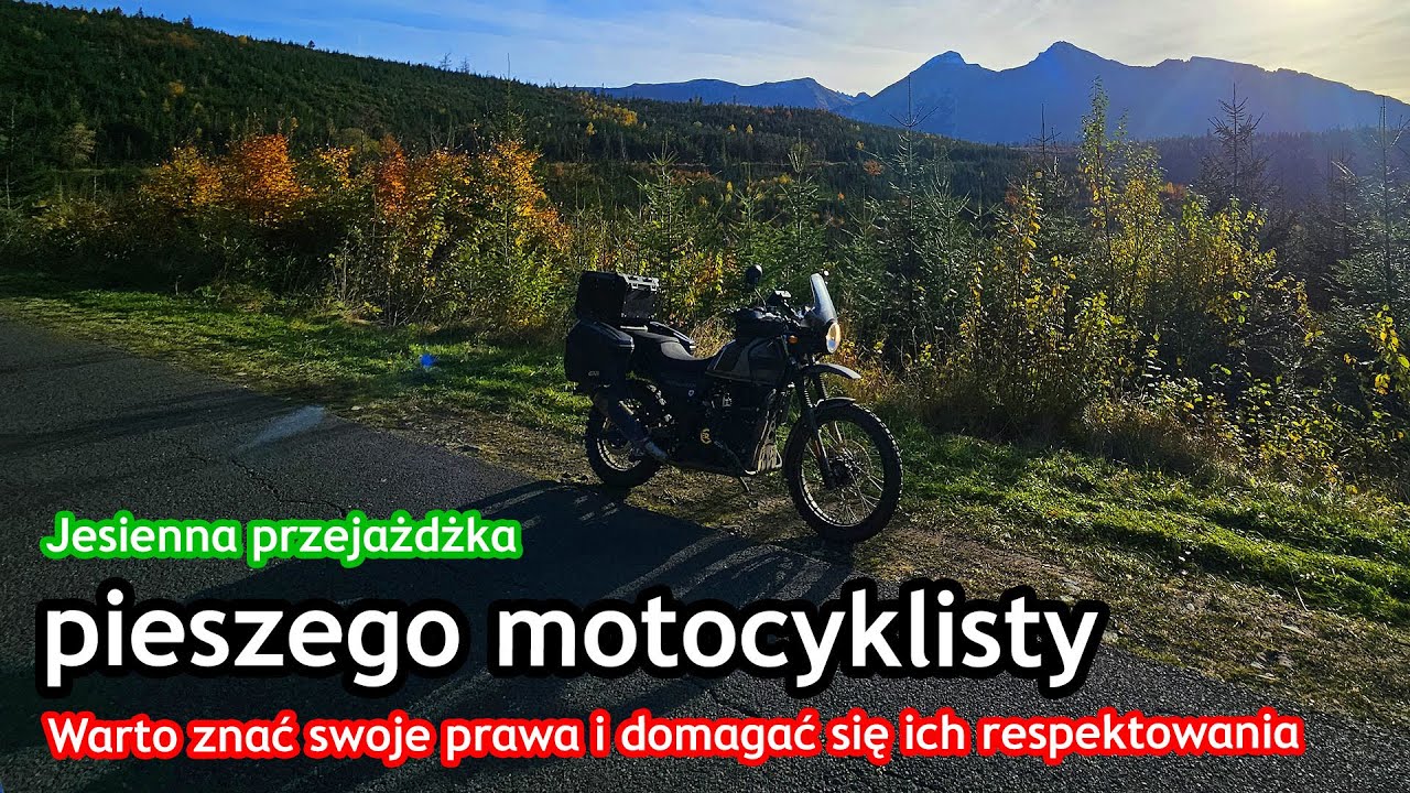Jesienna przejażdżka pieszego motocyklisty