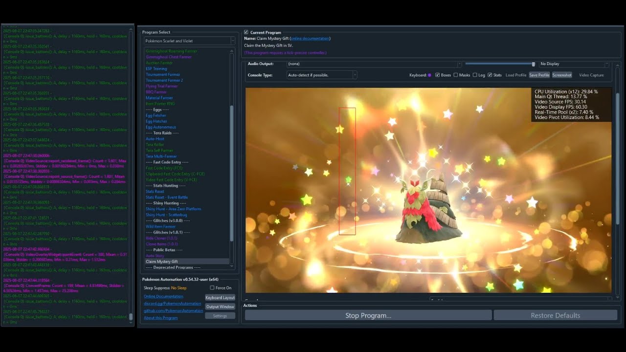 Using automation to get the Shiny Wo-Chien Mystery Gift from a new game