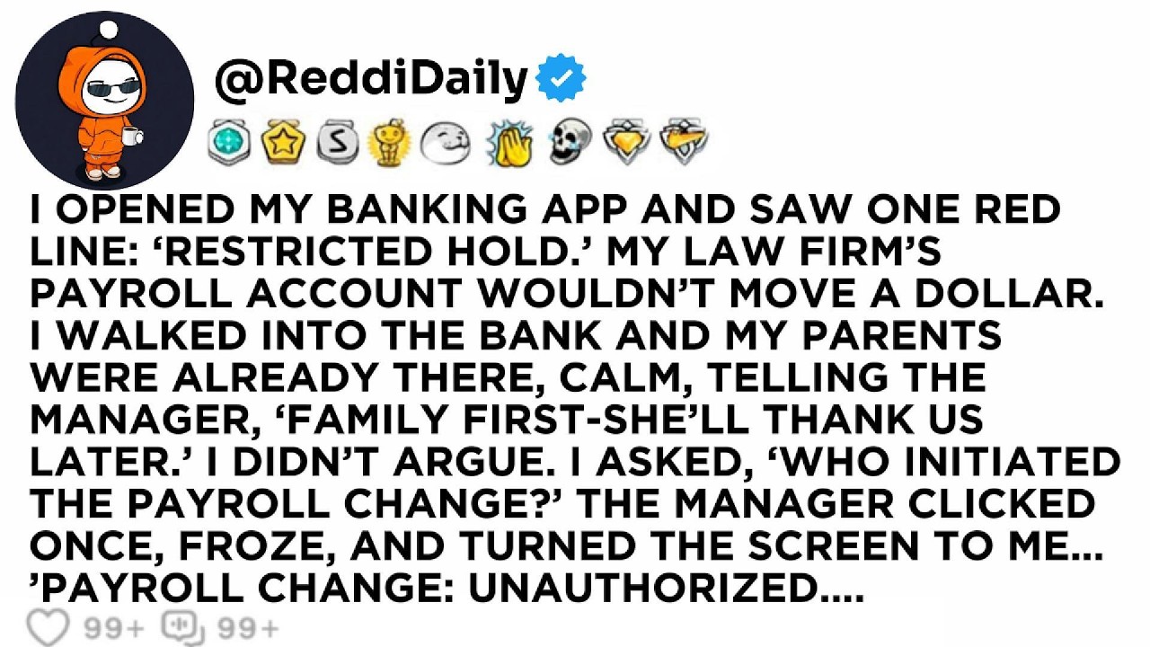 I OPENED MY BANKING APP AND SAW ONE RED LINE: ‘RESTRICTED HOLD.’ MY LAW FIRM’S PAYROLL ACCOUNT...