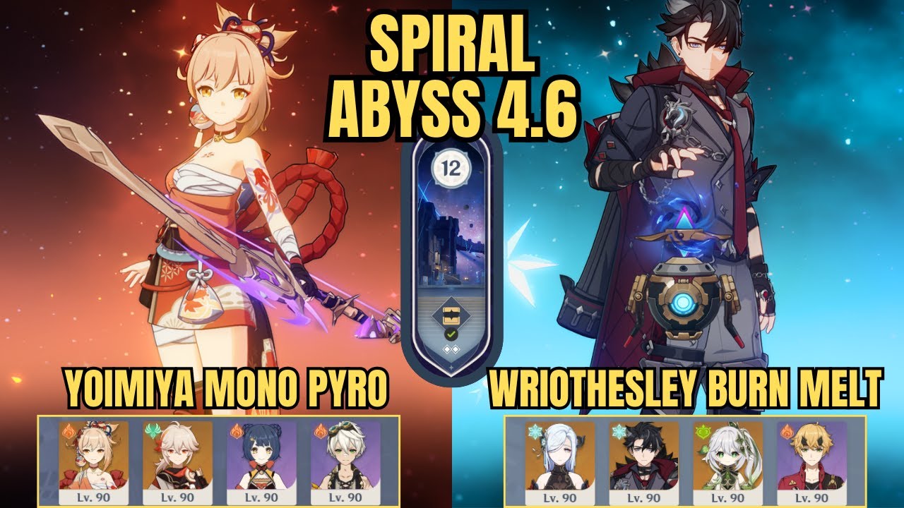 C0 Yoimiya Mono Pyro & C1 Wriothesley Burn Melt | Spiral Abyss Floor 12 v4.6 | Genshin Impact