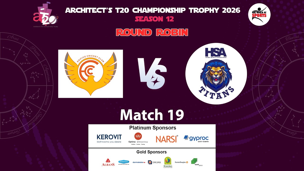 EDIFICE VS HSA || MATCH NO 19 || DAY 10 || ARCHITECT'S T20 CHAMPIONSHIP TROPHY 2026 || SEASON 12