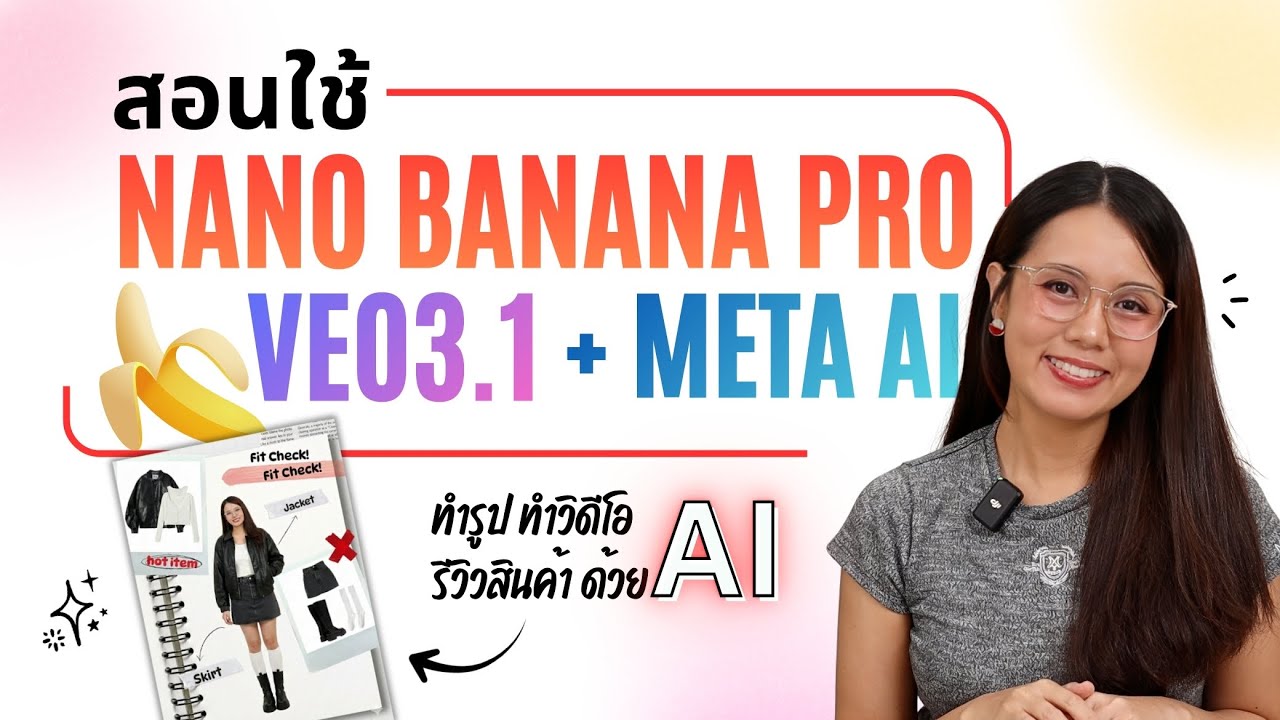 สอนใช้ AI ✨ ทำรูป Fit check! เก๋ๆ ด้วย Nano Banana Pro 🍌 ทำวิดีโอสั้น ด้วย VEO3.1 และ Meta AI 💙