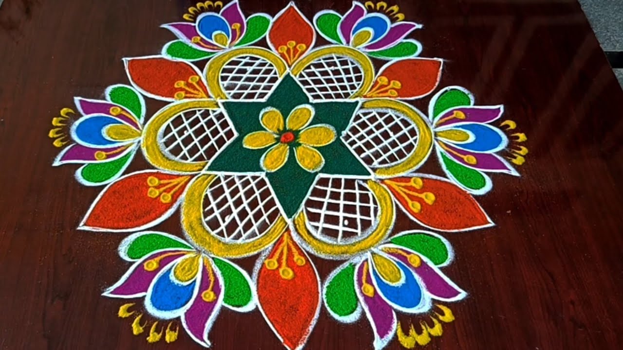 sankranti big rangolis 🌺 beautiful 5 dots sankranti chukkala muggulu#kolam