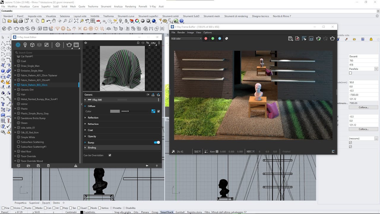 VRAY RHINO Videocourse - 15 - Mapping Tools and Triplanar, File Path, Grass and Fur, Rounded Edges