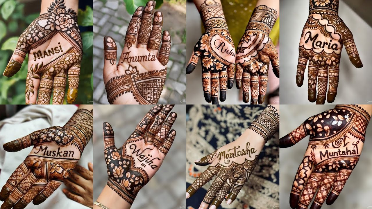 नाम मेहंदी डिजाइन 🥰✨ | नाम के साथ पूरे हाथ मेहंदी डिजाइन | पिछला हाथ | सामने का हाथ
